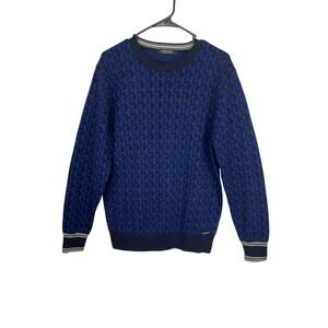 Scotch & Soda Blue & Black Patterned Crewneck Sweater